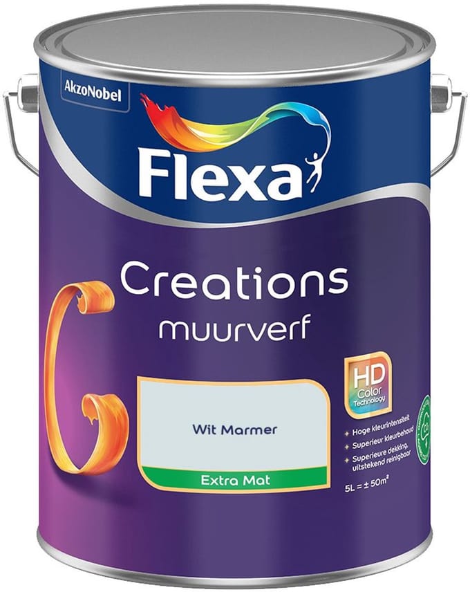 Flexa - Creations Muurverf Extra Mat - Wit Marmer - Mengverf - 5 L