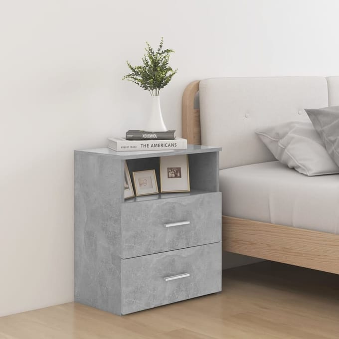 vidaXL - Nachtkastjes - 2 - st - 50x32x60 - cm - betongrijs