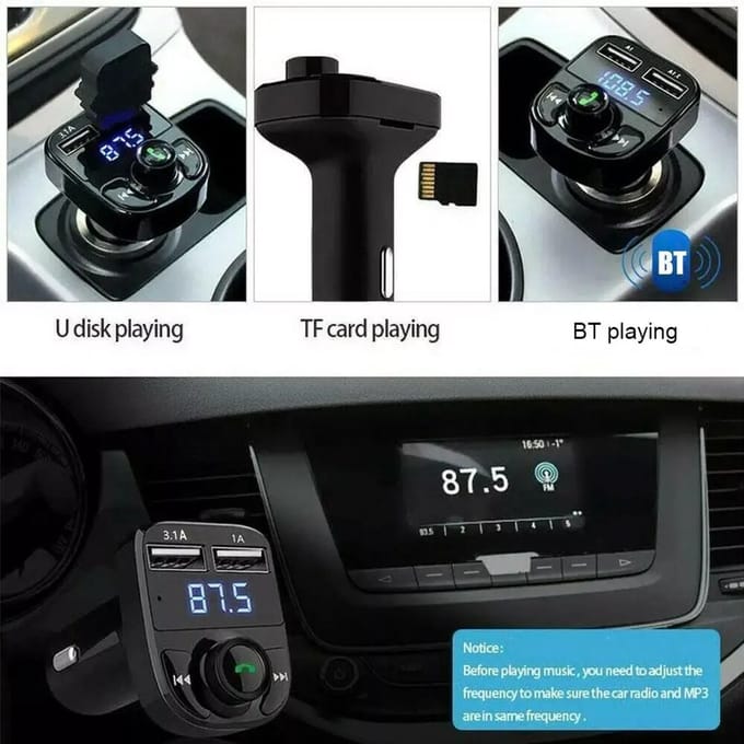 X8 Bluetooth FM-Transmitter | Carkit | 2 USB-poorten | Muziek streamen | Handsfree bellen | Draadloos muziek