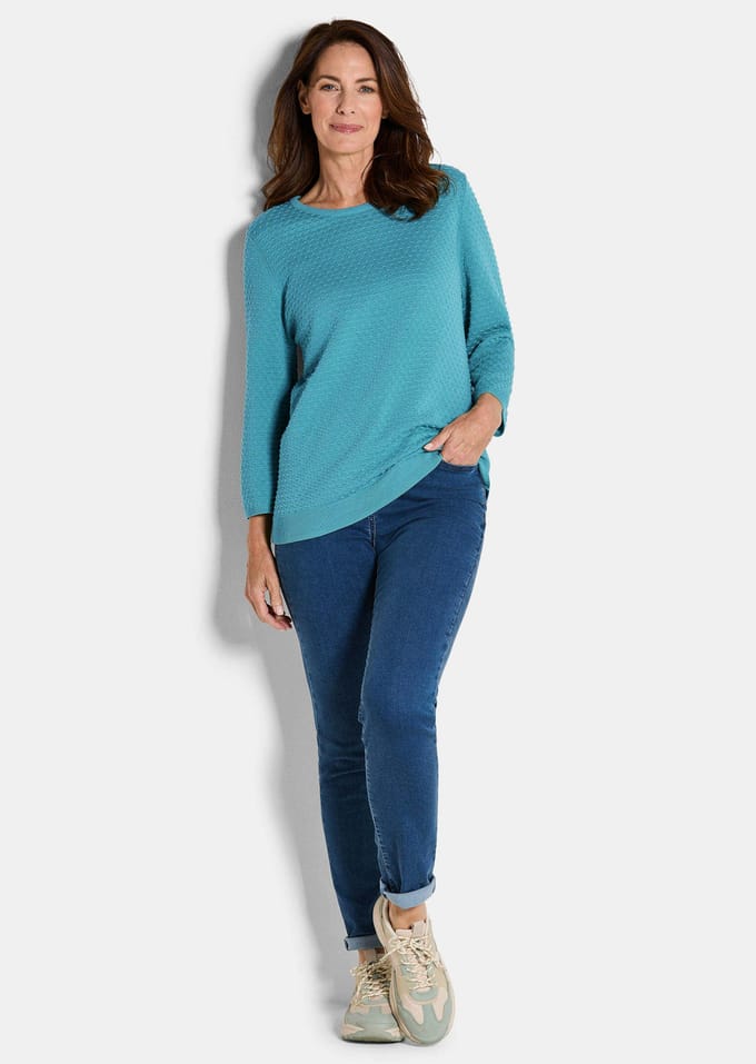 Tricot pullover met stippenmotief - türkis - Gr. 24 van Goldner Fashion