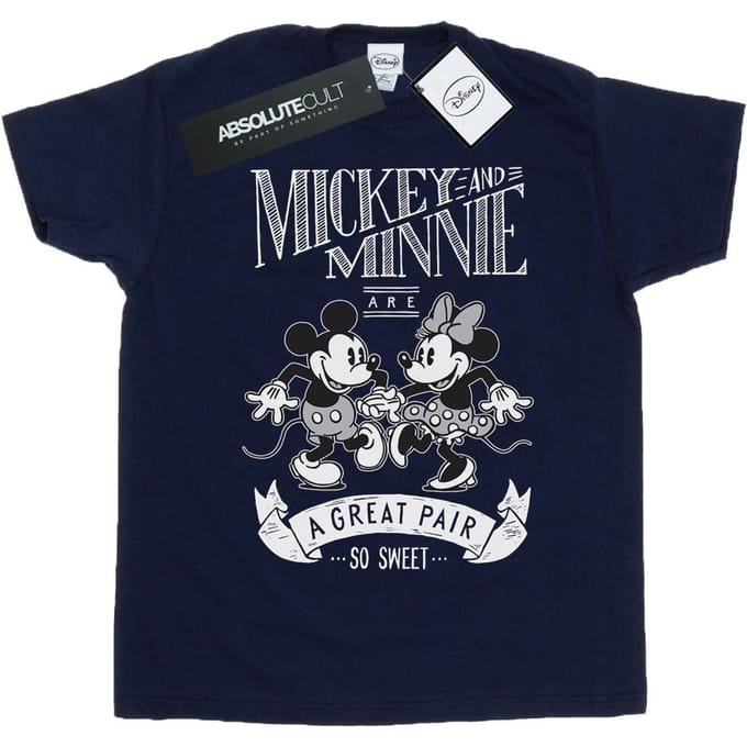 Disney Heren Mickey en Minnie Mouse Geweldig Paar T-shirt (Marineblauw)