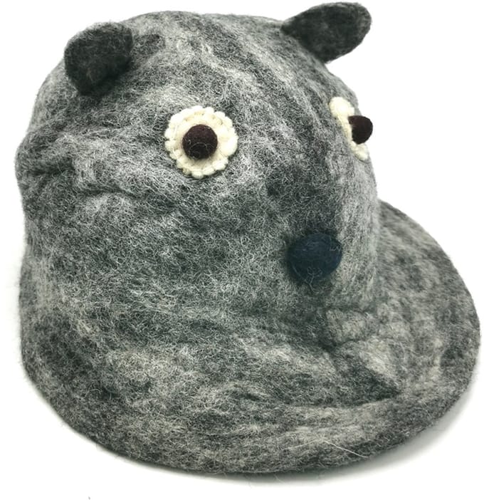 Vilten hoed "Muis" grijs - 100% wol - Handgemaakt - 100% wol - One size