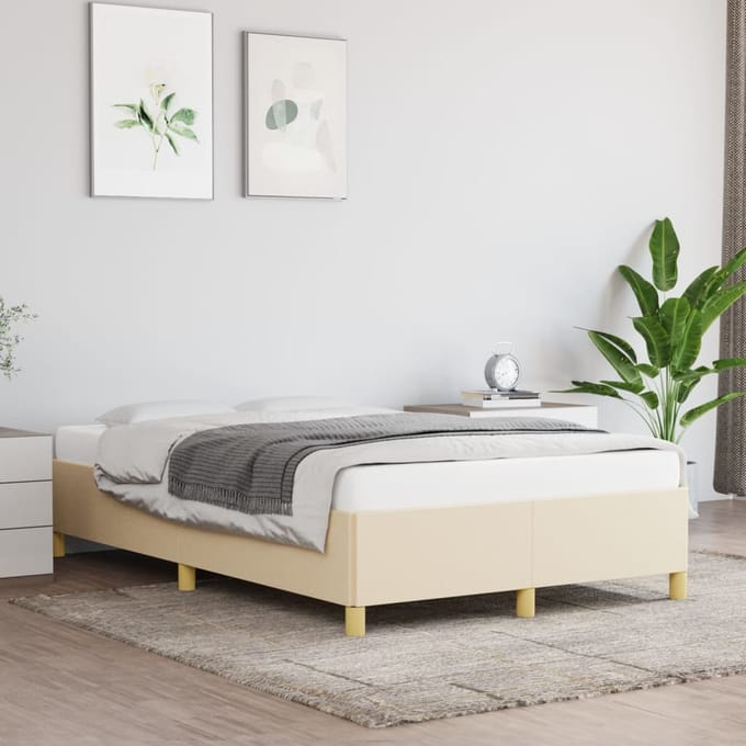 vidaXL - Bedframe - zonder - matras - 120x200 - cm - stof - crèmekleurig