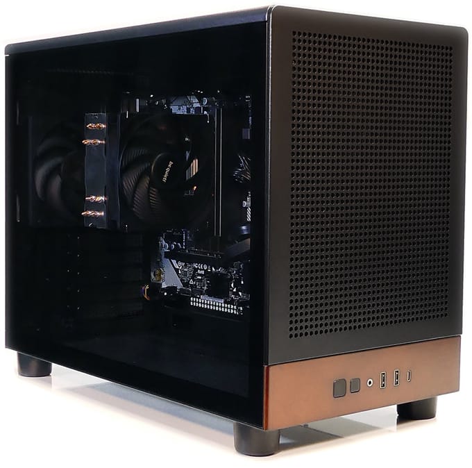 Gamdias Athena M4M WOOD Mini Gaming Case - Echt Walnoot Hout - Game PC / Computer Behuizing - Small Form Factor SFF / mATX / Micro-ATX (ATX PSU) - Zwart / Bruin