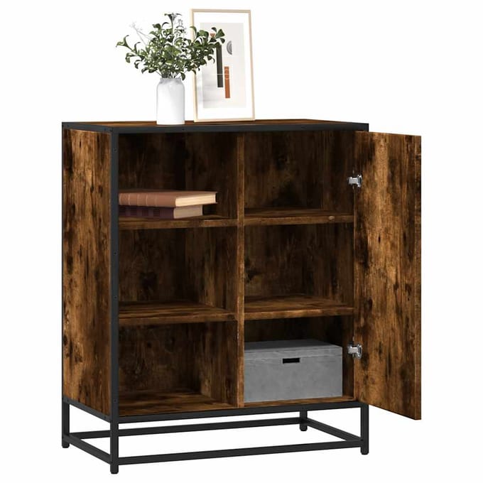 vidaXL - Dressoir - 62x35x76 - cm - bewerkt - hout - gerookt - eikenkleurig