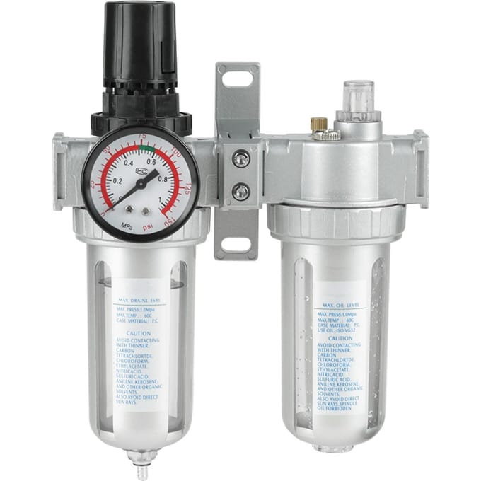 1 2 Manomètre Filtre Compresseur Pression d'Air Piège Huile Eau Régulateur Kit d'Outils blanc