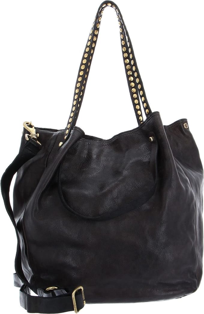 CAMPOMAGGI Leren Shopper Schoudertas Large Shopping Bag Grigio Antraciet