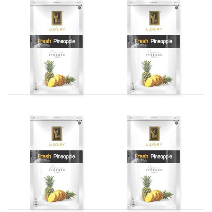 Zed Black Luxe Ananas Wierookstokjes Pak van 4 Langdurige Geur voor Huis en Meditatie 140G white