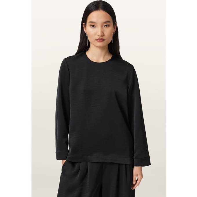AllSaints Leanne Top Black Taglia: 2 | Maglie a manica lunga Outlet | Donna | Nero