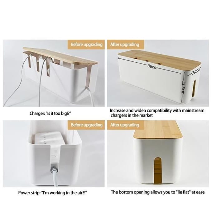 Boîte de rangement pour câbles - CIKONIELF - Cache-prise anti-poussière - Dissipation thermique - Blanc blanc