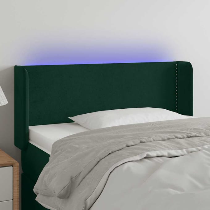 vidaXL Hoofdbord LED 103x16x78/88 cm fluweel donkergroen