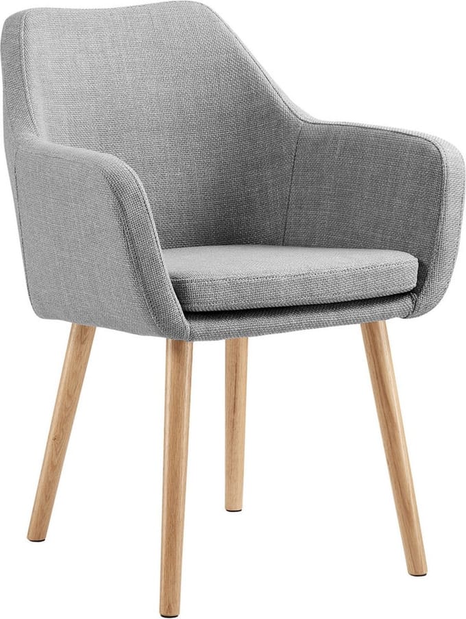 Armstoel Jonne Lichtgrijs - Polyester - Zithoogte 48.5 cm - Zitdiepte 44.5 cm - Met armleuning
