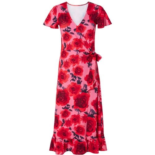 ESMARA Dames wikkeljurk (Patroon roze/rood, S)