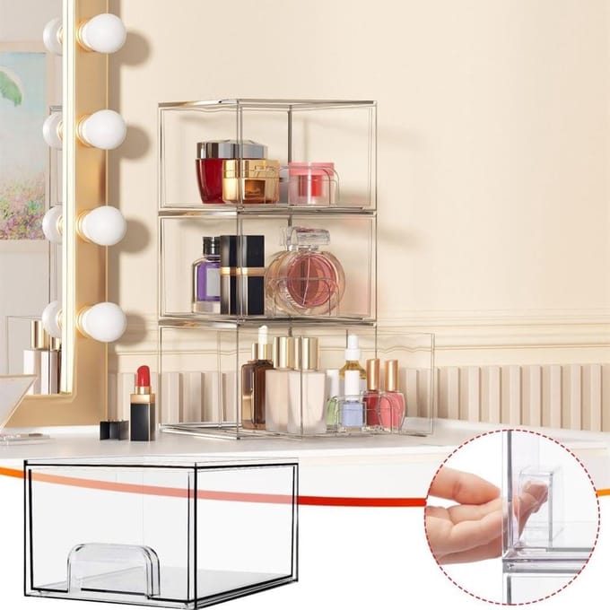 Make-up organizer - Ladekast opberger - Cosmetica sorteren - Stapelbaar ontwerp - 4 stuks - Transparant