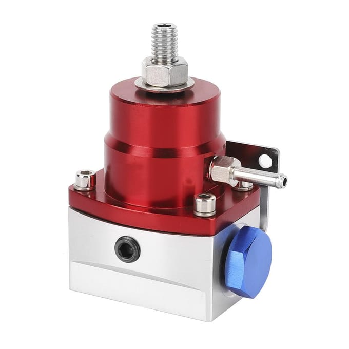 Kit Régulateur de Pression de Carburant de Voiture Universel Réglable avec Manomètre 100PSI (Rouge+Argent) noir