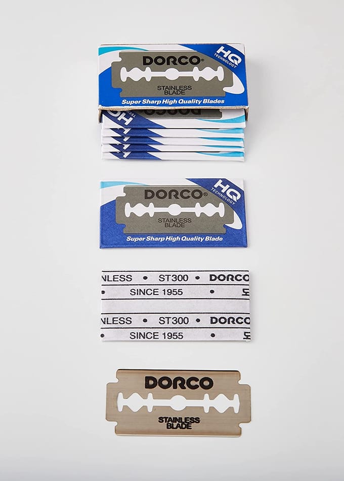 DORCO ST300 Klassieke Dubbelzijdige Veiligheidsscheermesjes, 100 Mesjes 100 Blades white