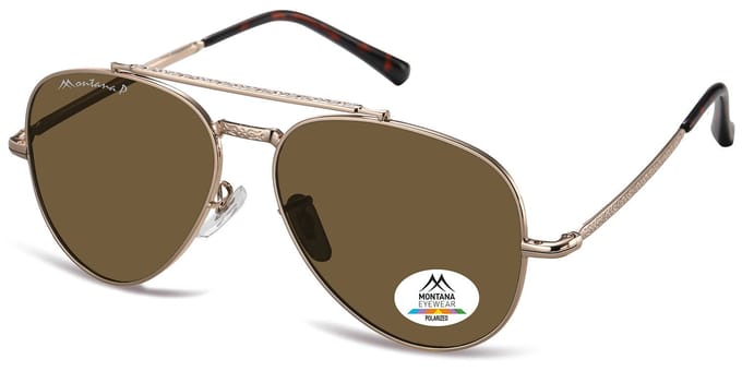 Montana Zonnebril Piloot Polarized Goud montuur / Bruin glas MP185A