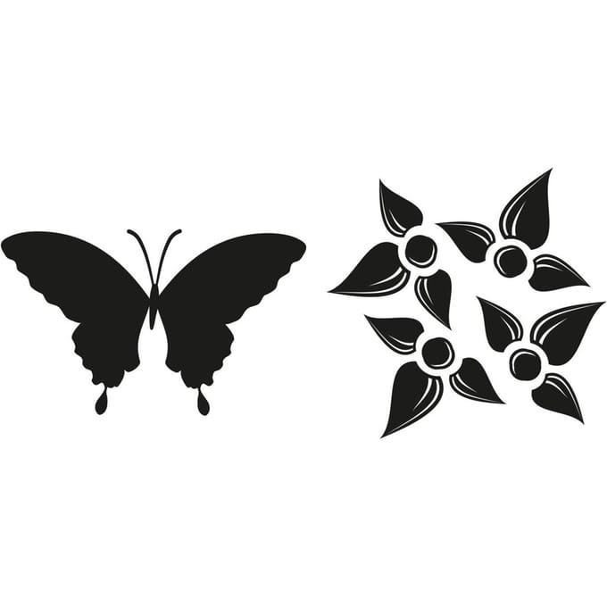 Reliëf inlegset "Vlinder, Bloem"