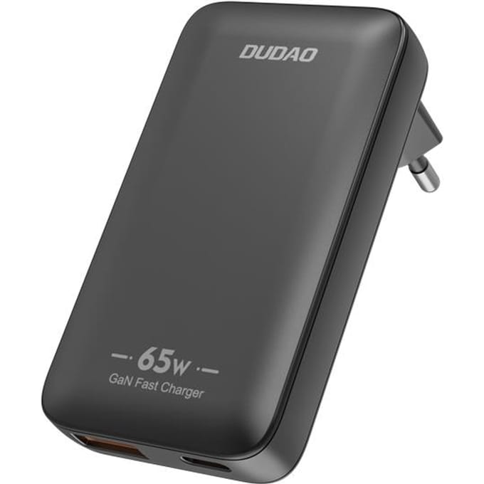 Dudao A65Q 65W GaN Travel Wall Charger USB-A / USB-C PD Ultra-Thin EU / US - Black