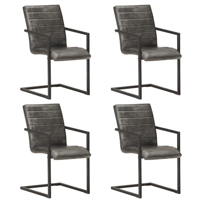 vidaXL Eetkamerstoelen 4 st echt leer grijs