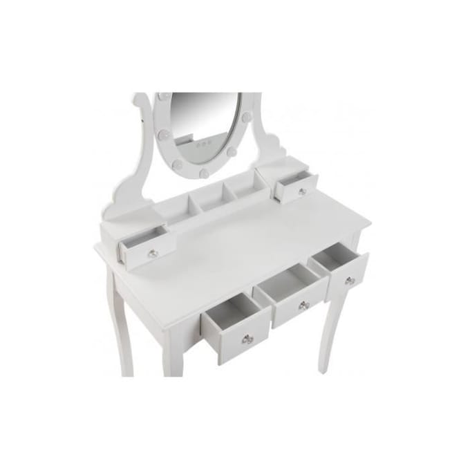 Coiffeuse Classique Mariah - Table de Maquillage en Bois et verre - Blanc - Versa wit
