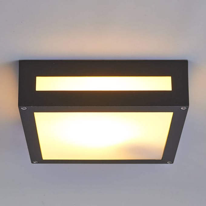 Lucande - plafondlamp - 1licht - aluminium, polycarbonaat - H: 6.5 cm - E27 - grafietgrijs, gesatineerd wit