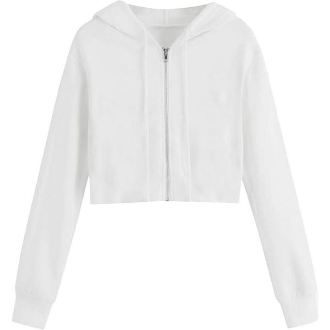 Miso Dames/Dames Relaxed Fit Crop Hoodie (Wit)