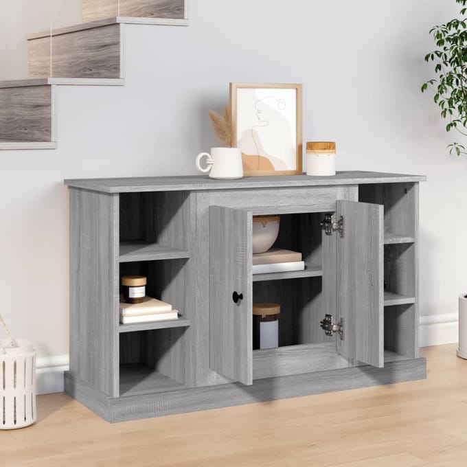 vidaXL - Dressoir - 100x35,5x60 - cm - bewerkt - hout - grijs - sonoma - eikenkleurig