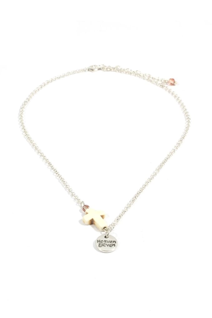 Heaven Eleven - dames ketting - zilverkleurige plating met wit kruisje