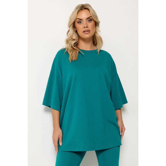 Yours Tealblauw Boxy Tshirt Size 42