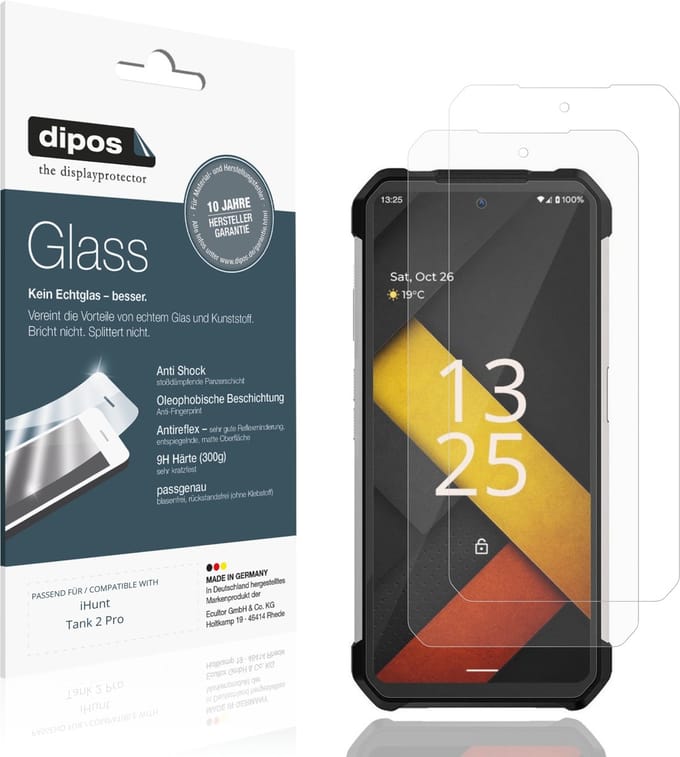 dipos – 2x Matte Pantserfolie geschikt voor iHunt Tank 2 Pro | 9H Screenprotector