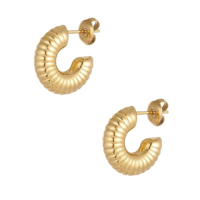 Oorringen basic ribbels| GOUD | steel