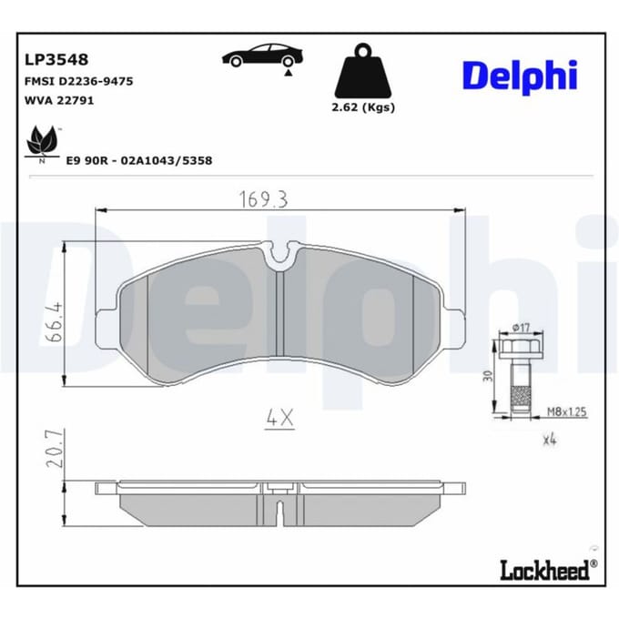 Remblokset DELPHI LP3548, achter