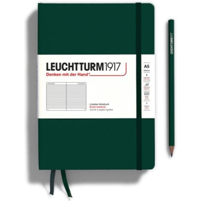 Leuchtturm1917 notitieboek, hardcover, medium a5, gelinieerd, bos groen