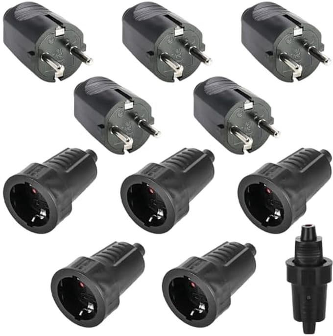 Schuko-stekkerkoppeling 250 V 16 A IP54 - Waterdicht en Rubber voor Buitengebruik - 5 Paar
