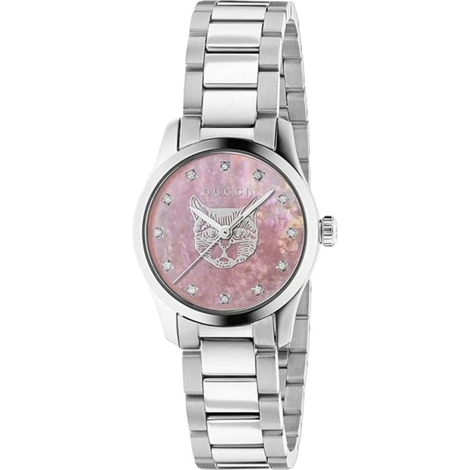 Gucci G-Timeless dameshorloge met roze parelmoer wijzerplaat - YA1265025