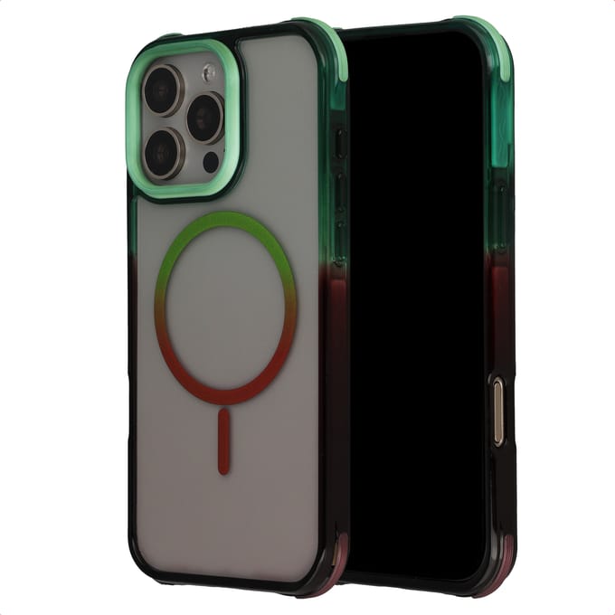 Selencia Hoesje - Geschikt voor Apple iPhone 16 Pro Max - Gradient Backcover - Groen / Bruin