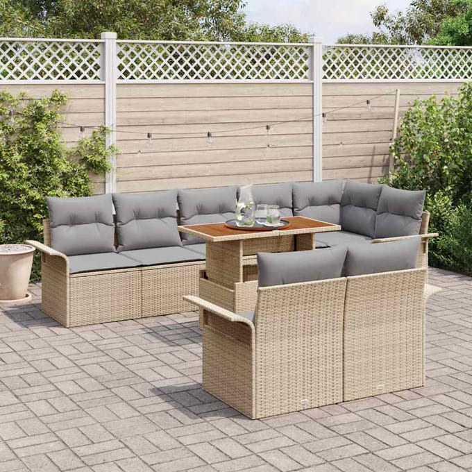 vidaXL - Tuinbank - Set - 9 - st - Beige - en - Lichtgrijs - 100 - x - 55 - x - 73 - cm