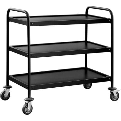 GGM Gastro Servierwagen - 1000x500mm - mit 3 Abstellflächen - Schwarz