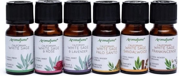Aromafume - witte salie essentiële olie - white sage - etherische olie - mix set van 6 stuks