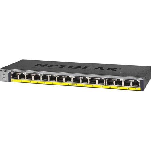 Netgear GS116LP 16-Port Gigabit Ethernet Unmanaged PoE+ Switch with FlexPoE (76W)