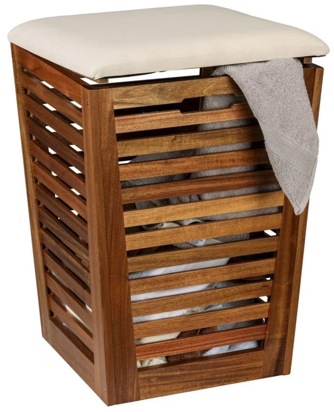 Wasmand met zitting FONDI, hoogte 56 cm