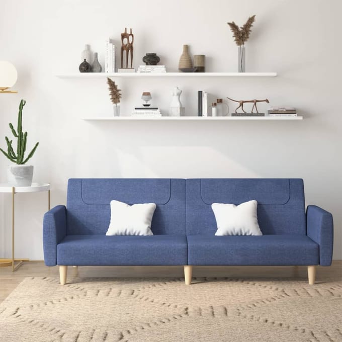 vidaXL - Slaapbank - 2-zits - stof - blauw