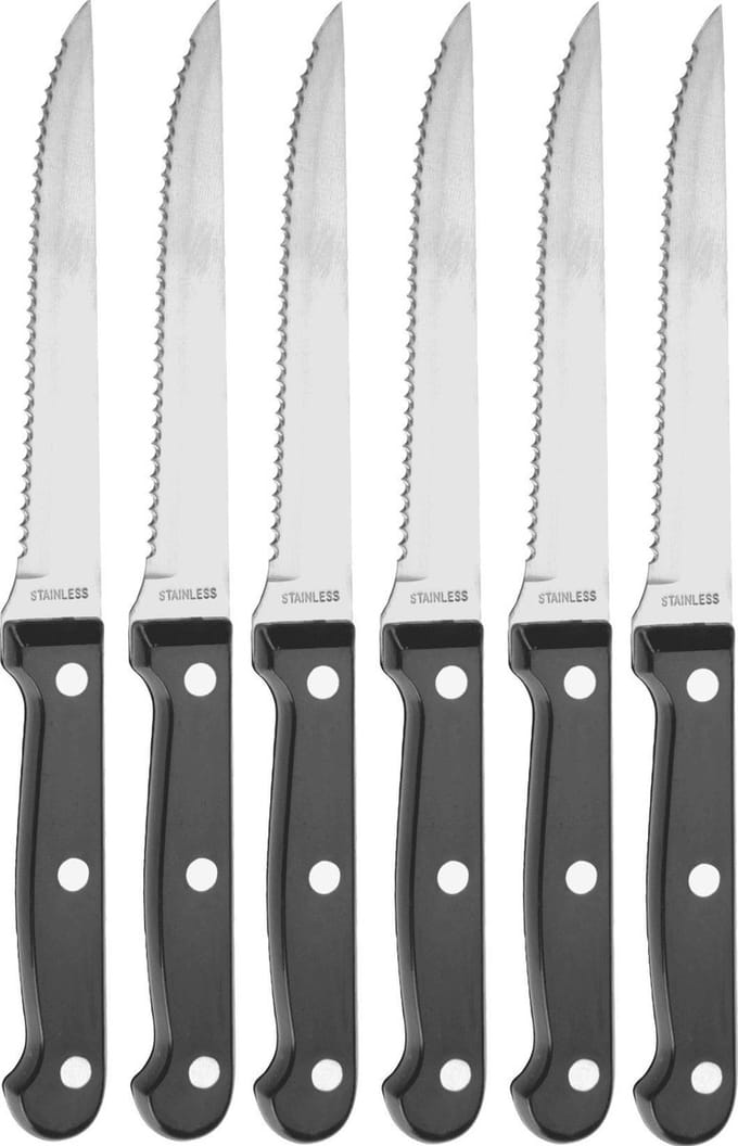 Roestvrij Staal Steak- en Hamburgermes 21cm 6-delige Set
