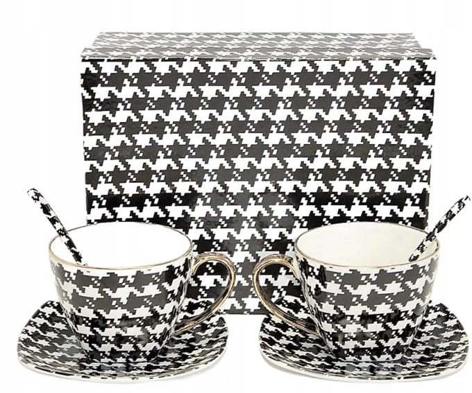 Koningin Isabell Pepita Mokken Set (2 stuks) met Lepels