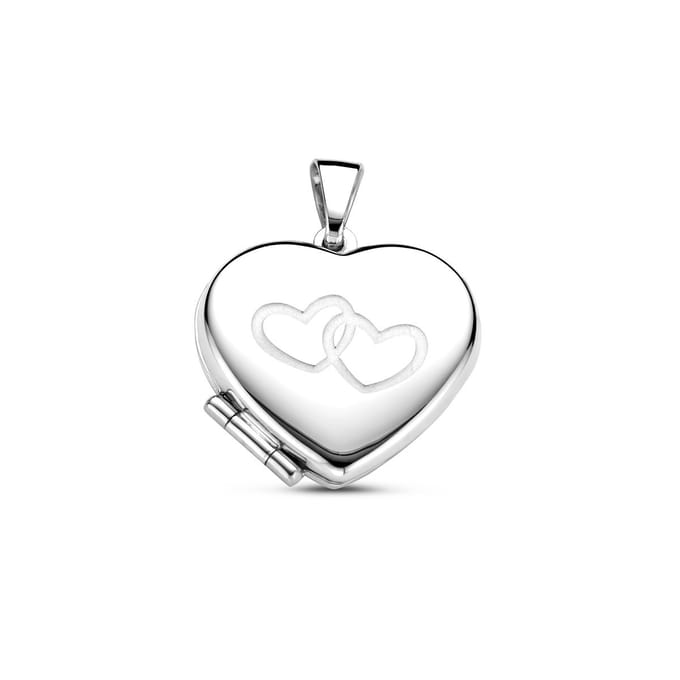 zilver gerhodineerd medaillon hart poli/mat 1337868
