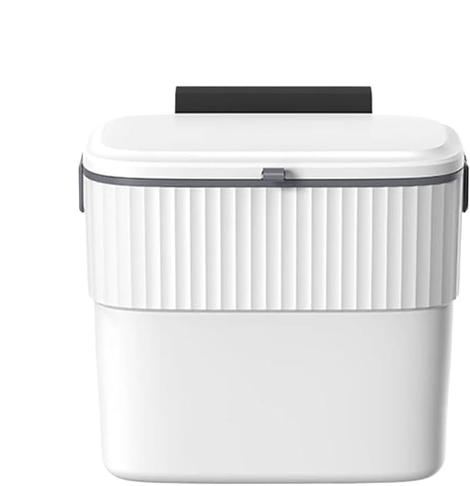 Keuken Compostbak - Afvalmand Container - Afval Verwerken - Geurblokkerend Dubbeldeksel - 7 Liter - Wit