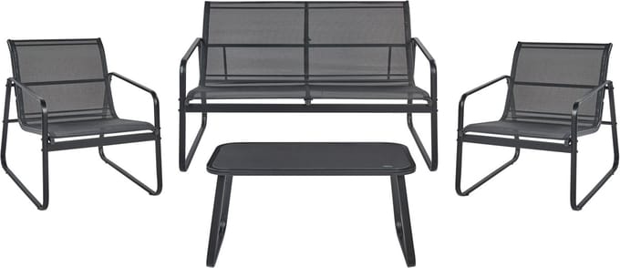 BARREA - Loungeset 4-zits - Zwart - Metaal