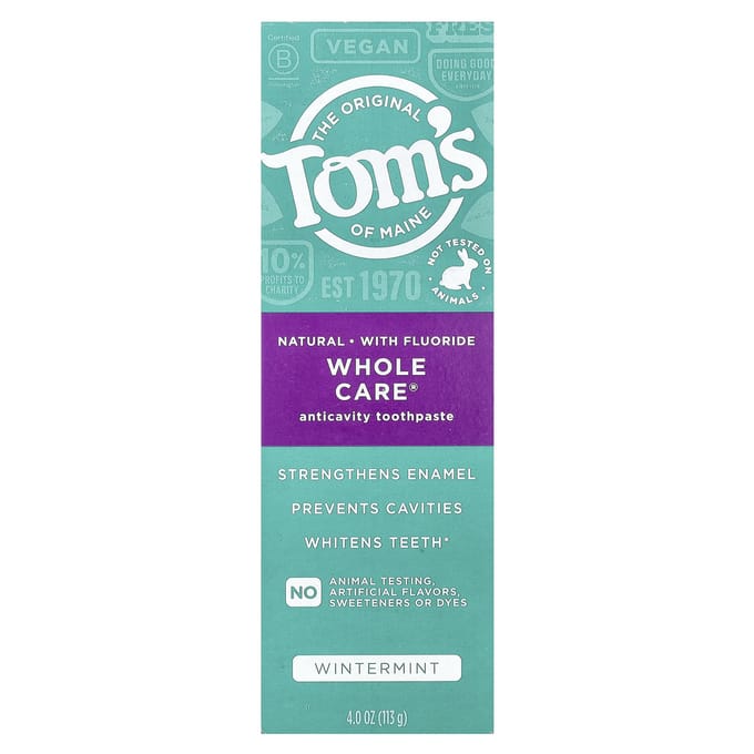 Tom'S Of Maine, Whole Care®, Fluoride Toothpaste, Wintermint, 4 oz (113 g) blue