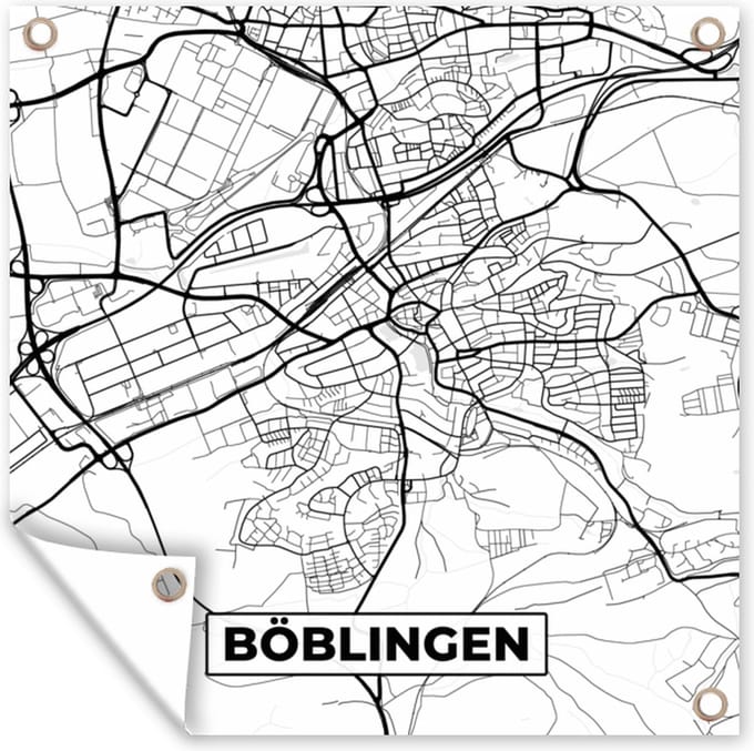 Tuindoek Böblingen - Plattegrond - Kaart - Stadskaart - 100x100 cm